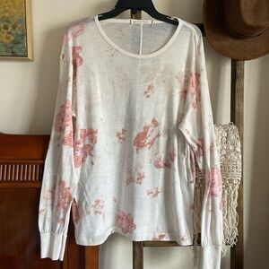 We The Free White and Pink Long Sleeve Top